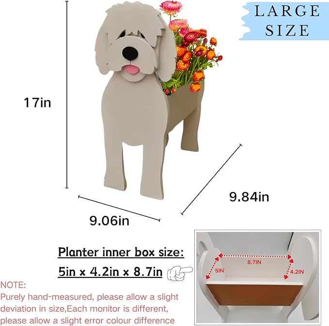 Golden Doodle Dog Planter Plant Pots,Cute Garden Dog Flower Planter,Large Dog Planters Birthday Gifts for Women,Office,Indoor/Outdoor Decor（9.84 * 9.06 * 17in）