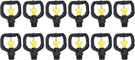 G1/2 Male Thread Rotating Irrigation Sprinkler, 12pcs Misting Spray Nozzle, Plastic Spray Nozzle Misting Nozzle Atomizing Micro Sprinkler for Garden Yard Lawn Watering Sprinkling