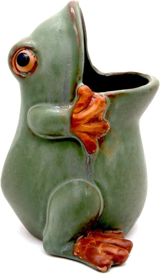 7" Ceramic Frog Shaped Plant Pot/Bonsai Pot/Flower Pot/Succulent Planter/Candy Dish/Pencil Holder Frog Decor Multipurpose Pot