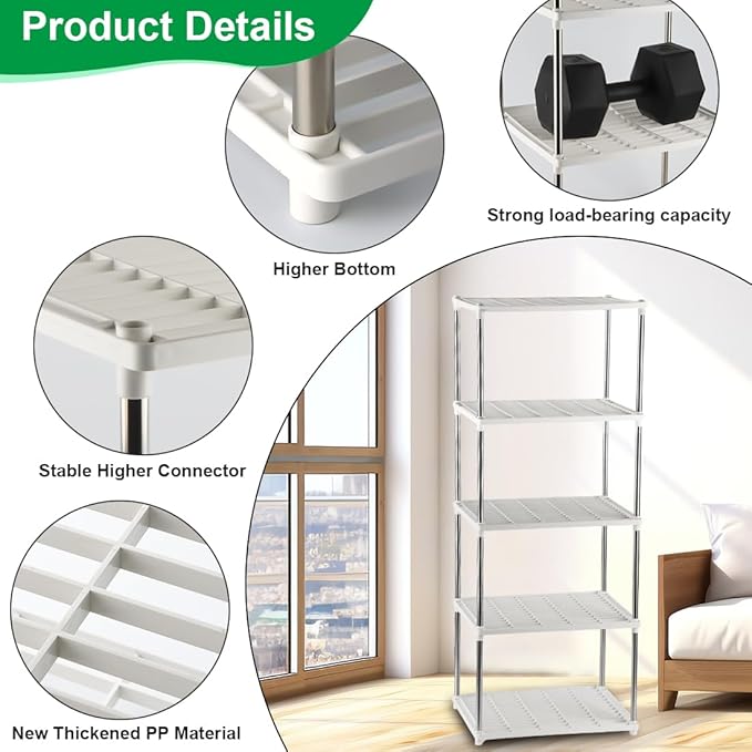 5 Layer Sprouting Tray Storage Shelf, Plant Tray Shelf Nursery Pot Tray Shelf Seeding Tray Container Shelves Indoor/Outdoor Plant Rack Holder (34.65''Hx13.58 Wx16.54 L, White)