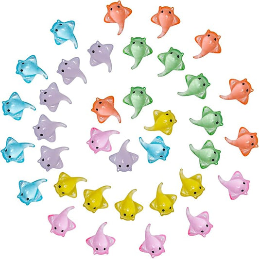 60 Pcs Miniature Sting Ray Figurines Mini Manta Ray Figure Realistic Resin Sting Ray Cake Topper Mini Sting Ray Sea Animal Figurine for Fairy Garden Micro Landscape Decor Cake Topper