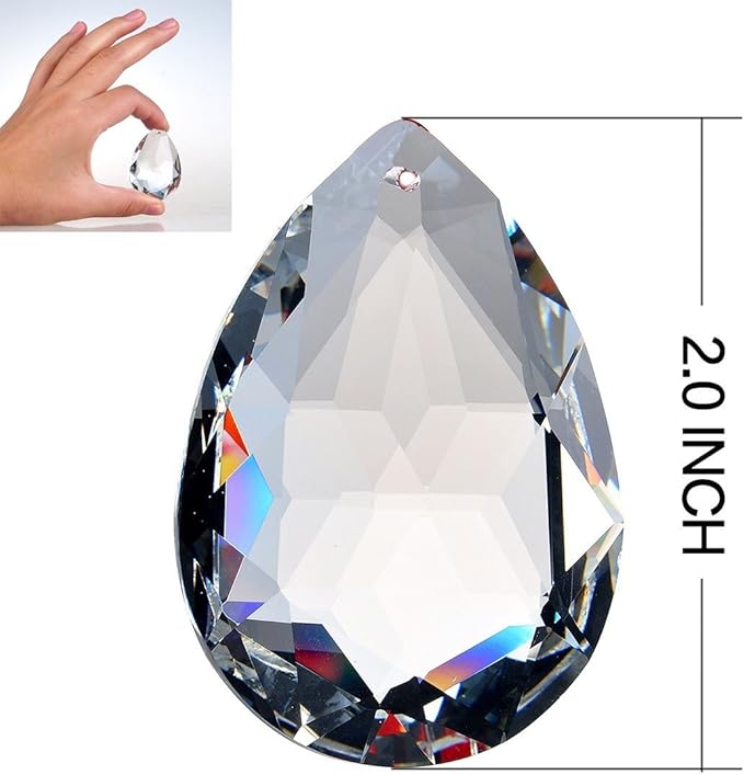 H&D 10pcs 50mm Chandelier Crystal Prisms Pendants - Clear Crystal Teardrops Parts