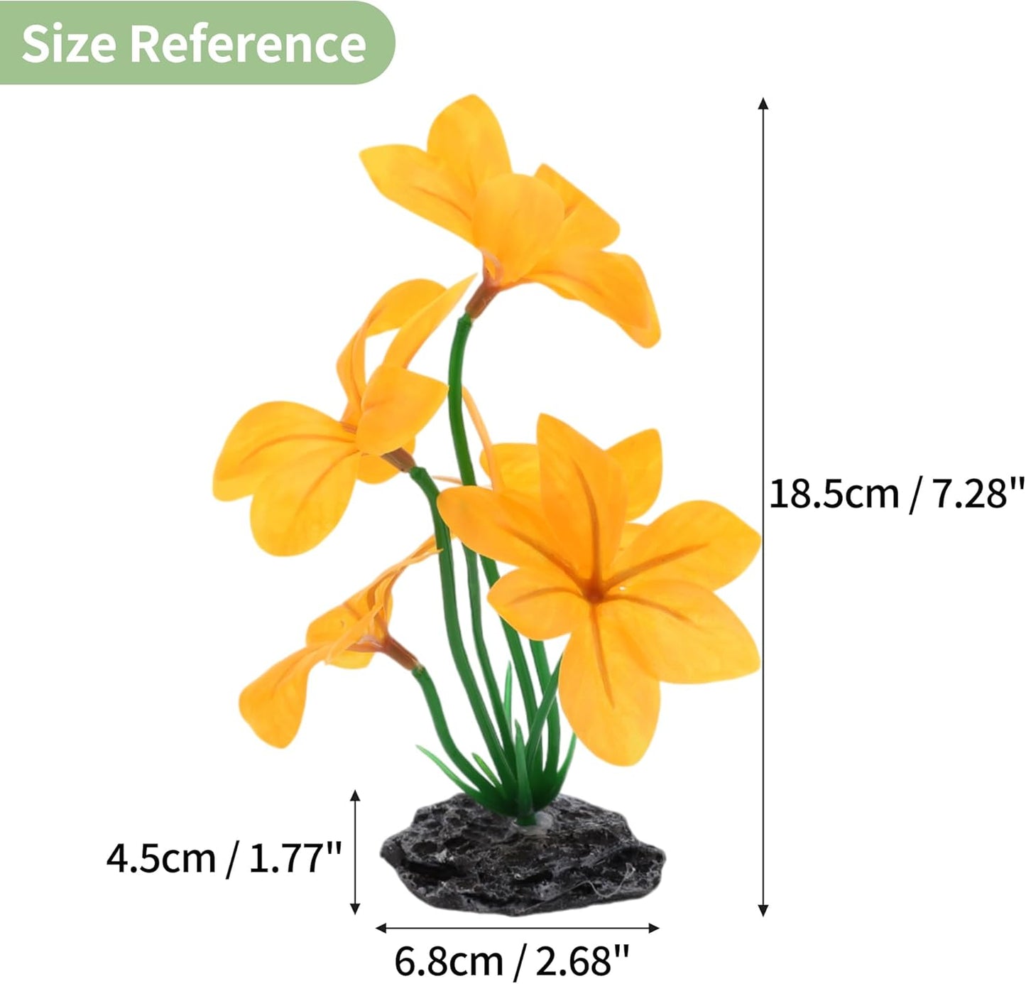 Aquarium Plastic Plants, Reptile Plant Decoration, Aquatic Plant Resin Decor, Betta Fish Tank Realistic Plants for Aquarium, 7.28" Height, Yellow