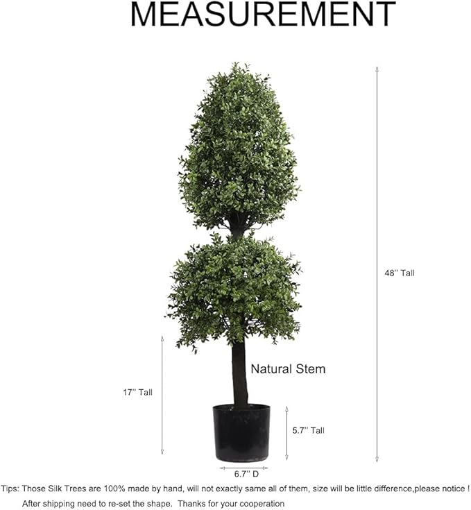 4ft Artificial Topiary Trees Boxwood Ball Shape Fake Trees Porch Decor, Outdoor Plants 2Pack