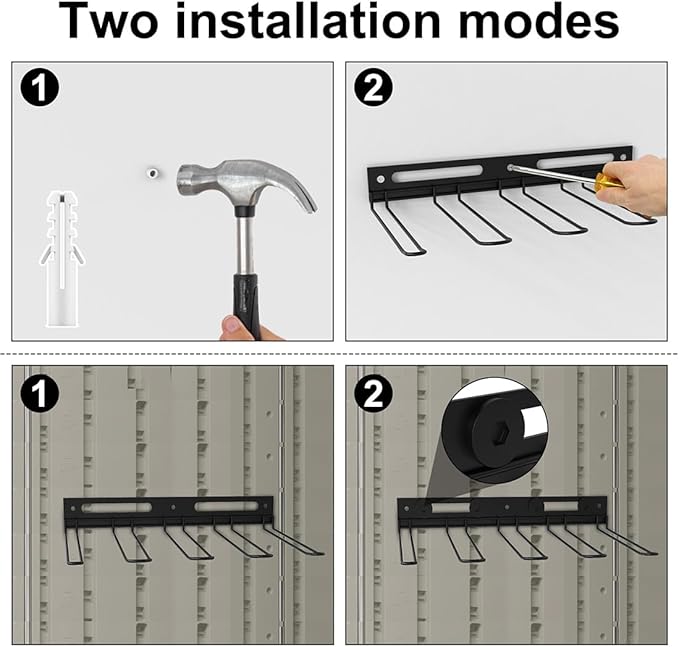 Garage Wall-Mounted Rack, Tool Storage Rack, Shed Shelf, Garden Tool Rack, Hanging Storage Rack for Yard Tools, for Suncast Shed Accessories (2-Pack)