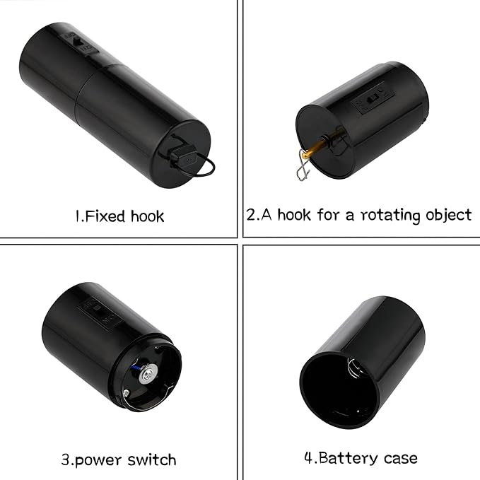 2 Pieces Hanging Black Rotating Motor Wind Spinner Mobile Battery Operated Motor Multi-Purposes Rotatable Hook for Garden Decoration Accessory Supplies