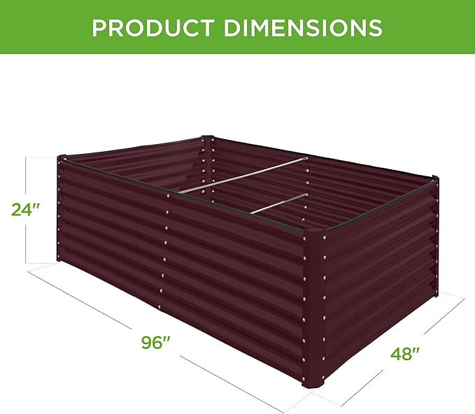 Best Choice Products 8x4x2ft Outdoor Metal Raised Garden Bed, Deep Root Planter Box for Vegetables, Flowers, Herbs, and Succulents w/ 478 Gallon Capacity - Burgundy