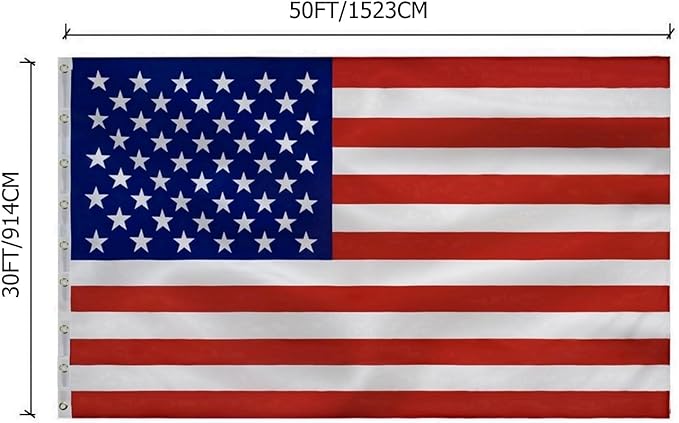 American Flag 30x50 Outside, US Flags for Outdoor Indoor, Heavy Duty Durable, Deluxe Embroidered Stars, Brass Grommets, Sewn Stripes, Vivid Color, Fade Resistant and waterproof