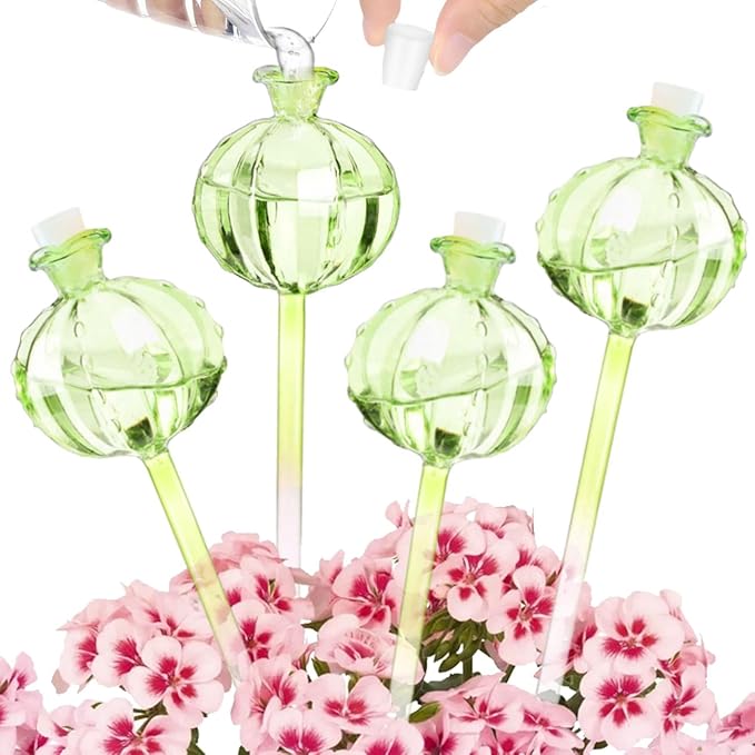 4 PCS Plant Self Watering Globes 8.9 Inch Plant Watering Devices Colorful Glass Glass Watering Bulbs for Indoor Outdoor Plants