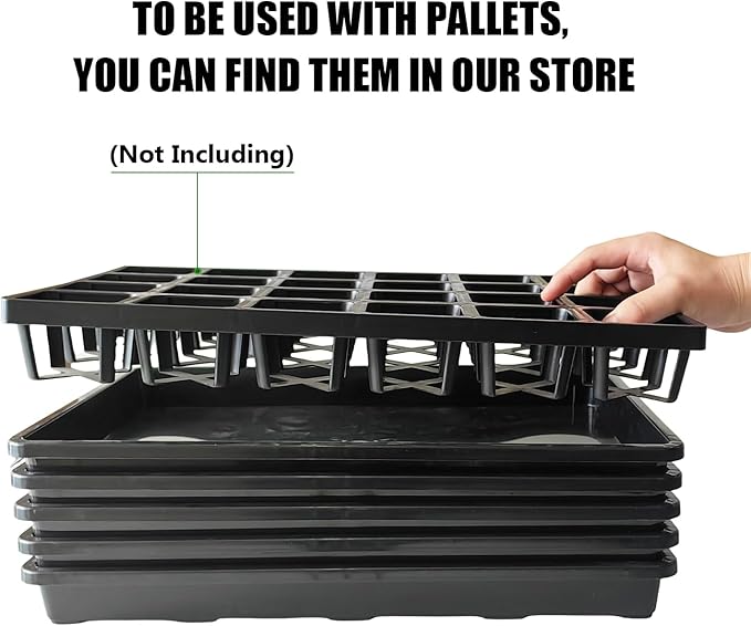 5 Pack Nursery Potting Tray, Carrying and Holding Plant Tray for Seeds Starting Pot, Collecting Drainage Water(Black)