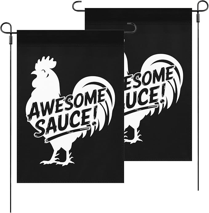 Awesome Sauce Rooster Garden Flag Art Banners House