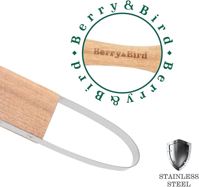 Berry&Bird Loop Weeder, 12.6-Inch Gardening Weed Cutter/Remover, Garden Weeding Scraper Tool with Wood Handle for Gardening, Lawn, Yard Work