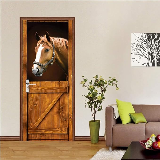 3D Peel and Stick Murals - Horse - Wallpaper Self-Adhesive Decals Removable PVC Waterproof Door Poster for Bedroom Living Room 31.5" x 78.7"