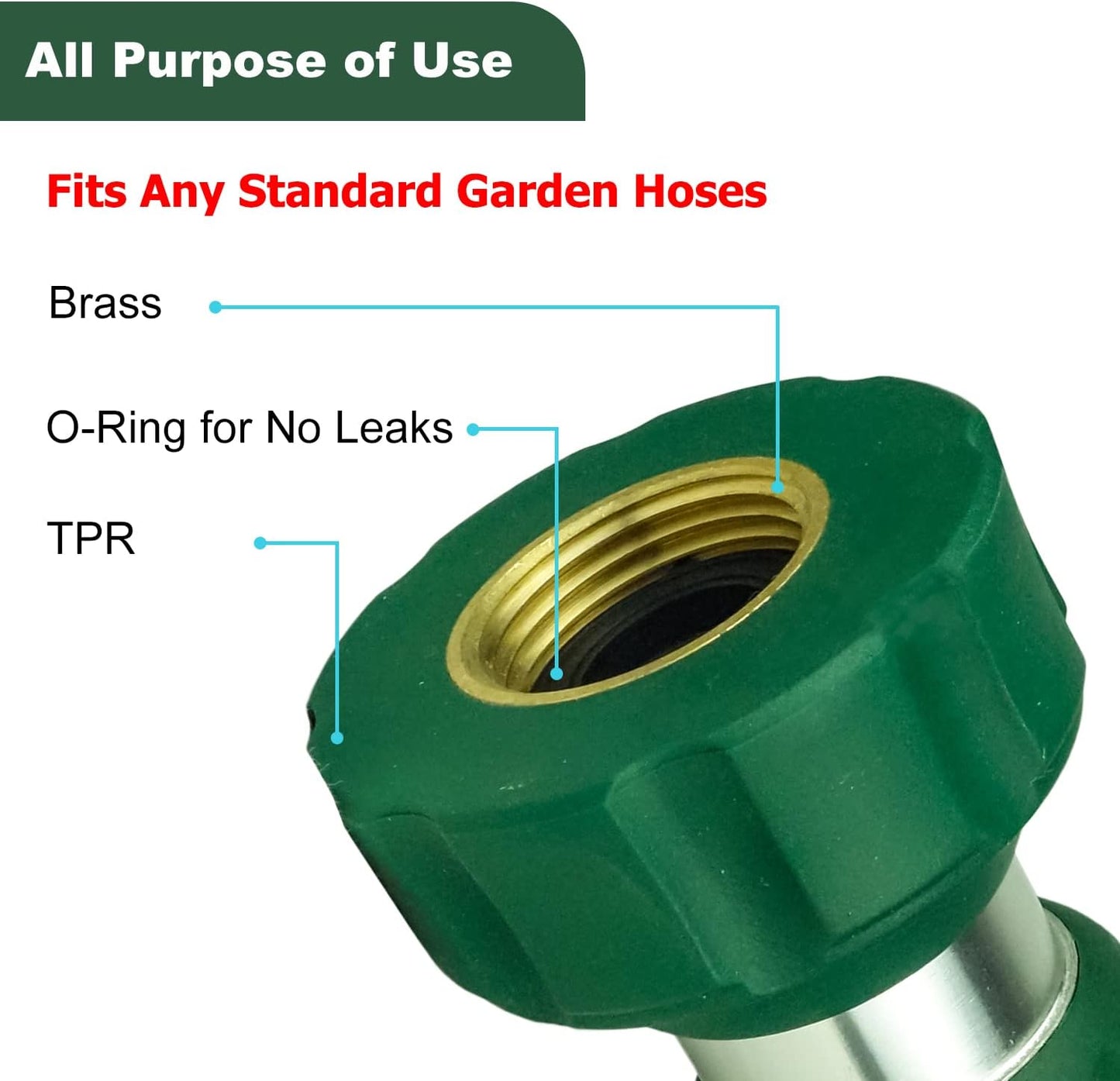 Garden Hose Nozzle Heavy Duty Metal Water Nozzle with Adjustable Watering Patterns High Pressure Hose Nozzle Sprayer, Pefect for Washing and Cleaning