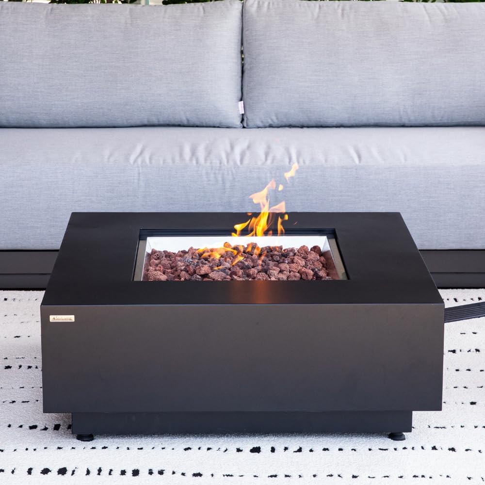 Ashton 36” Propane Fire Pit Smokeless Firepit Outdoor Gas Fire Pit for Outside Patio Firepit Table Includes Rain Cover Converter Kit Lava Rocks Lid CSA Certified