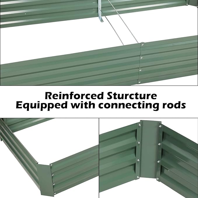 Aoodor 6 x 3 x 1 ft Raised Garden Bed with Mini Greenhouse Kit, Metal Planter Box with 2 Roll-Up Zipper Doors for Vegetables, Herbs, and Flowers