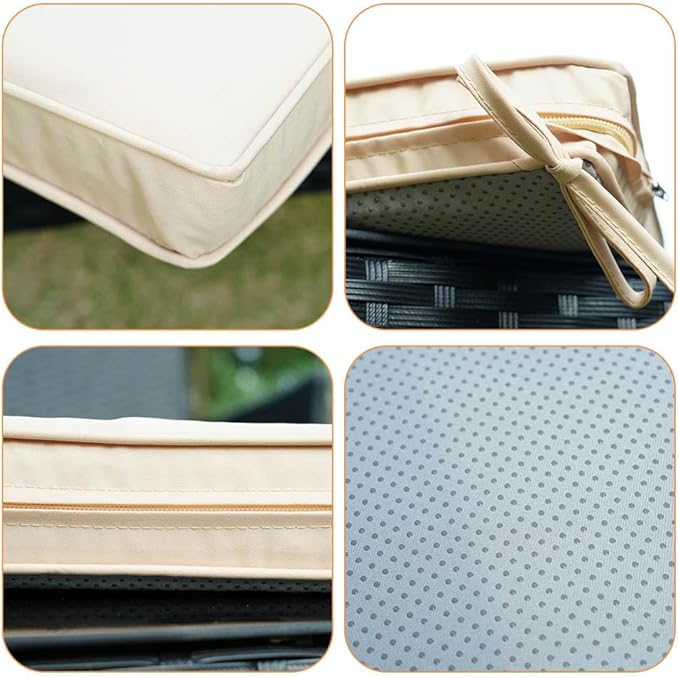 3-Pack Outdoor Patio Furniture Replacement Cushion Set–High-Elastic Sponge Cushions Fit 4-Piece Wicker Rattan Sofa, Loveseat & Chairs, 36x18x2 & 18x18x2, Waterproof, Fade-Resistant (Khaki)