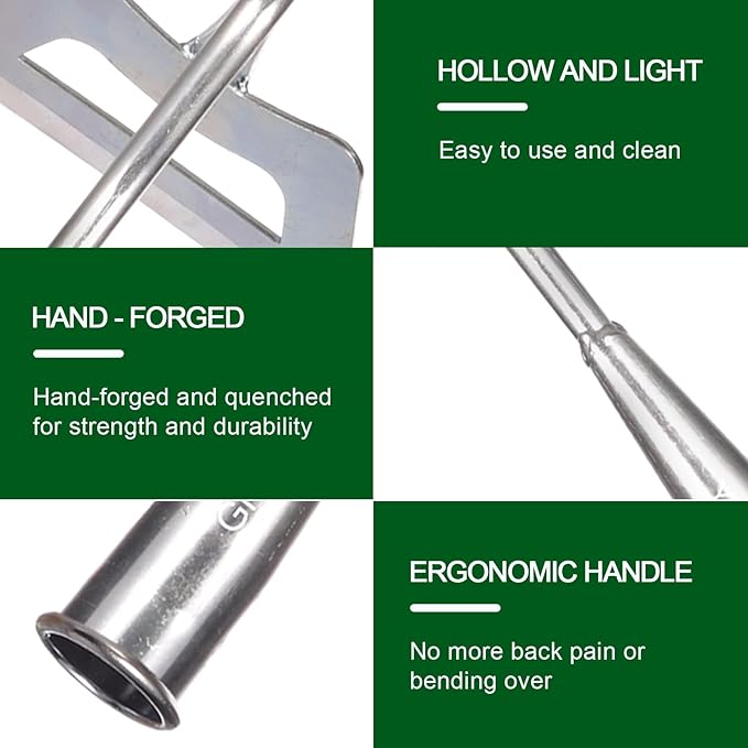 Garden Hoe, Weeding Tool, Full Stainless Steel Hollow Hoe, Heavy Duty,Sharp Hardened Hand Hoe for Gardening, Backyard Weeding, Loosening, Farm Planting