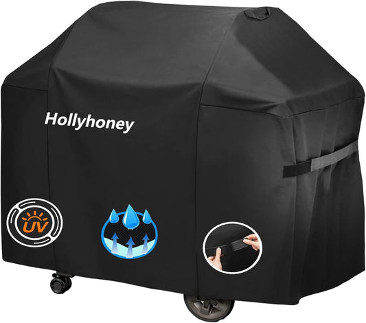 BBQ Grill Cover for Outdoor Grill,58 Inch,Black–Upgraded Lightweight Material,Waterproof,Weather Resistant,UV & Fade Resistant with Adjustable Straps–Gas Grill Cover for Weber,Genesis,Charbroil,etc