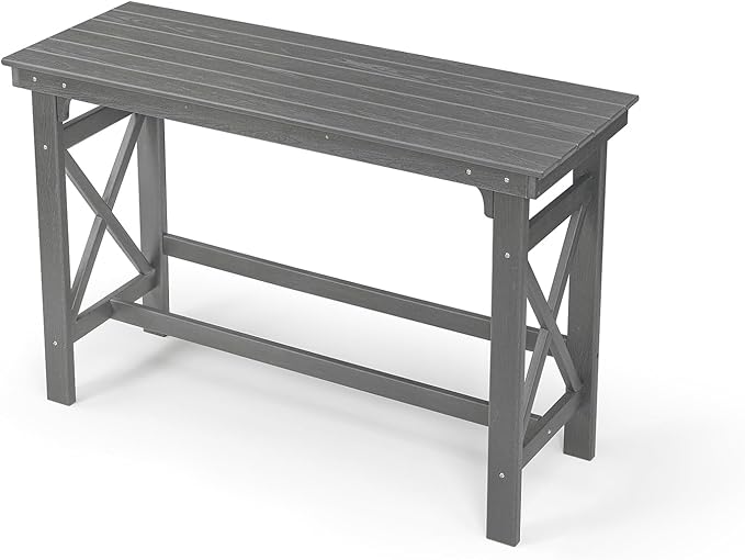 41" Outdoor Bar Table, HDPE Adirondack Outdoor Bar Table, All Weather Outside Bar Counter Height Tables Balcony Furniture, HDPE Patio Bar Tables for Bistro, Deck, Porch, Poolside, Smoke Gray