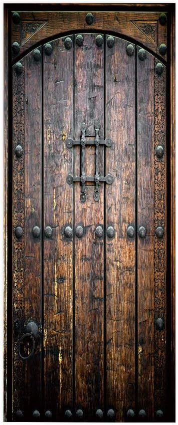 3D Peel & Stick Murals - Wooden Door Wallpaper - Self-Adhesive, Removable PVC - Waterproof - Bedroom/Living Room Decor - 35.4 x 78.7 inch