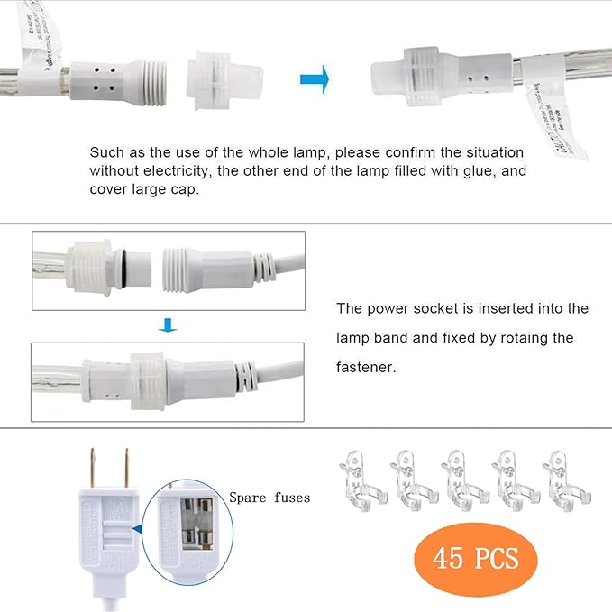 150ft LED Rope Lights Outdoor, 1080 LED Connectable and Flexible Tube Lights with 8 Modes, Waterproof LED Rope Lighting for Garden, Patio, Bedroom, Party, Pool, Indoor Outdoor Decoration (Blue)