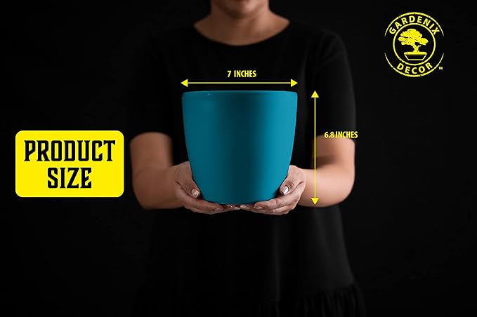 GARDENIX DECOR Self Watering Pots for Indoor Plants 3 Pack - Flower Pot with Water Level Indicator for Plants, Grow Tracking Tool - Self Watering Planter Plant Pot - Coco Coir - Teal