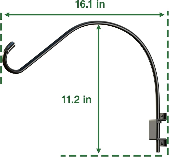 16 Inch 2 Pack Swivel Plant Hanger: Heavy Duty Hook for Bird Feeder, Plant, Flower Basket, Lantern, Wind Chime & More - Versatile Hanging Brackets Outdoor/Indoor Use Up to 22LB