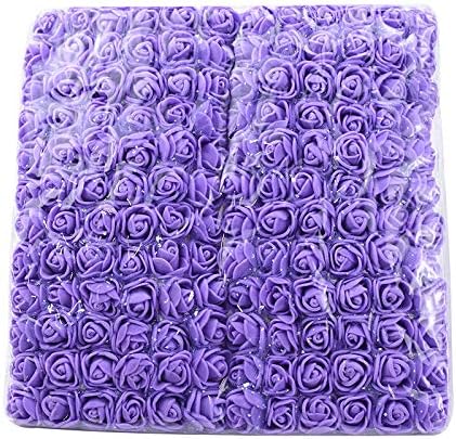 144 Pcs Mini Fake Rose Flower Heads Artificial Flower Foam Rose Real Touch Roses Flower Heads for DIY Wedding Bouquets Centerpieces Arrangements Party Baby Shower Home Decor (Light Purple)