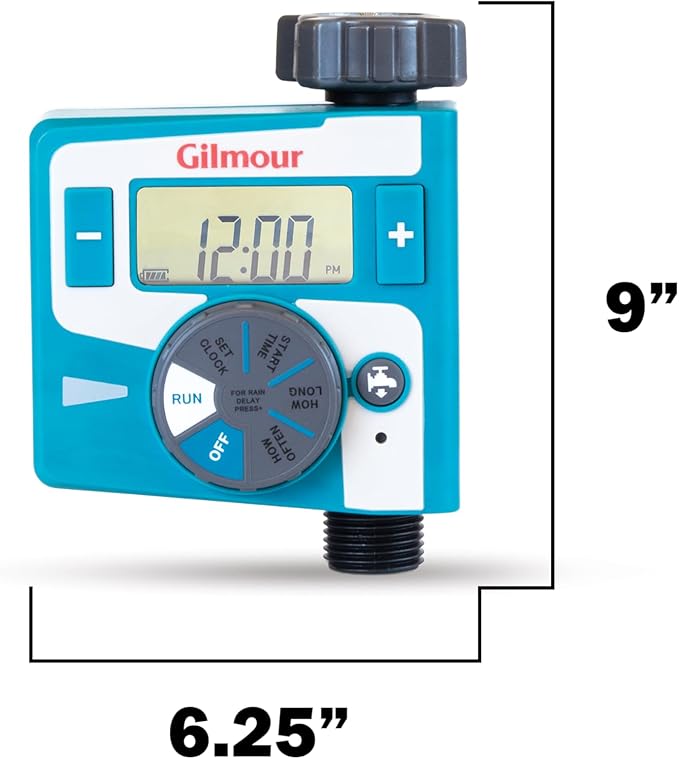Gilmour Single Outlet Electronic Water Timer for Garden Hose, Irrigation Timer for Sprinklers and Drip Lines, Blue