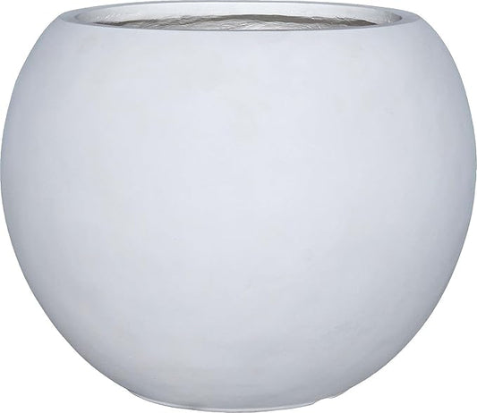 13.5 H x 17" Dia (12" Pot Opening) Round Fiberstone Planter with Drainage Hole, White, Indoor/Outdoor Large Plant Pot for Home Patio Garden, Ideal for Large Plants