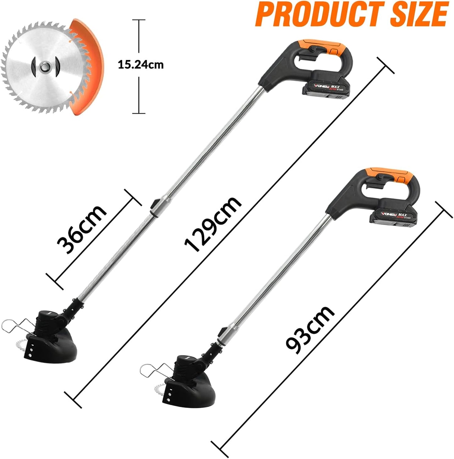 ALSO GO 21V Electric Weed Eater with Wheels,Cordless Battery Weed Wacker with Charger, 3 in 1 Brush Cutter/String Trimmer/Grass Trimmer/Lawn Mower,Edger for Garden and Yard Lawn,2 Batteries Include