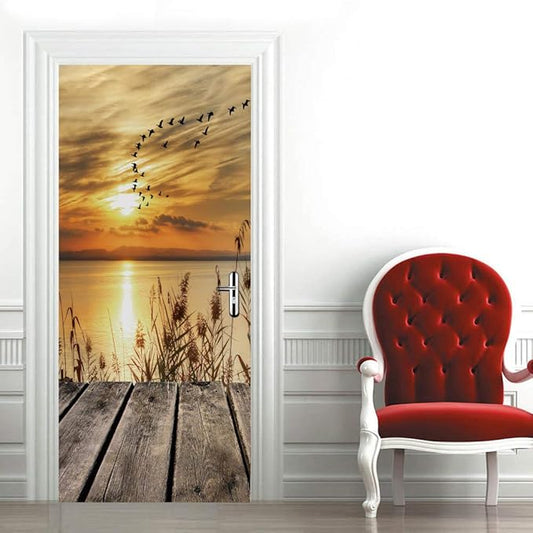 3D Door Stickers Murals Peel and Stick - PIER - Door Wallpaper Self-Adhesive Door Decals Removable PVC Waterproof Door Poster for Bedroom Living Room Door 37.4" x 78.7"