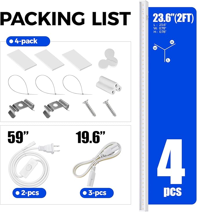 Barrina T5 Grow Lights for Indoor Plants Full Spectrum, 2FT 40W (4 X 10W) Indoor Plant Light with Separate Switch, Linkable Grow Lamp, Indoor Plant Lights for Growth with White Cover, 5000K, 4 Packs