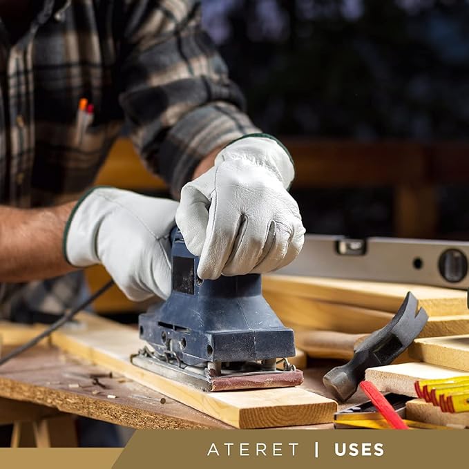 ATERET 24 Pairs 2X-Large Heavy Duty Durable Cowhide Leather Work Gloves I Driver Gloves for Truck Driving, Warehouse, Gardening, Farming