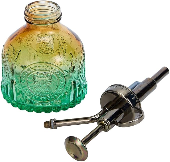 Glass Vintage Plant Spritzer Spray Bottle, Succulent Watering Bottle with Top Pump, Small Plant Sprayer Mister Watering Can for Indoor Outdoor House Plant - Green Brown Gradient