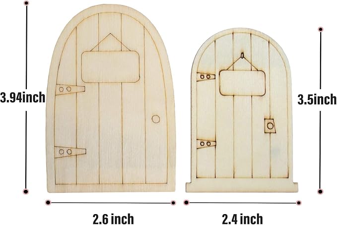 AUEAR, 24 Pack Unpainted Fairy House Doors Mini Wooden Miniature Garden Door for DIY Craft 4 Styles