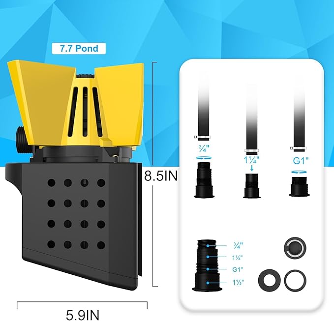 3200GPH Sump Pump - 100W Submersible Water Pump with Barrier Bag, Ultra Quiet Aquarium Pump with 33FT Power Cord for Pond, Waterfall, Fish Tank, Statuary, Hydroponic, Yellow