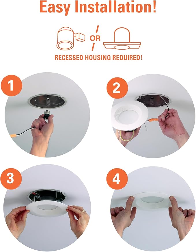 HALO LTE 5/6 Inch Indoor/Outdoor Recessed LED Trim Can Light, 3000K - Contractor Value Pack (18-Pack) - LTE566930-18PK