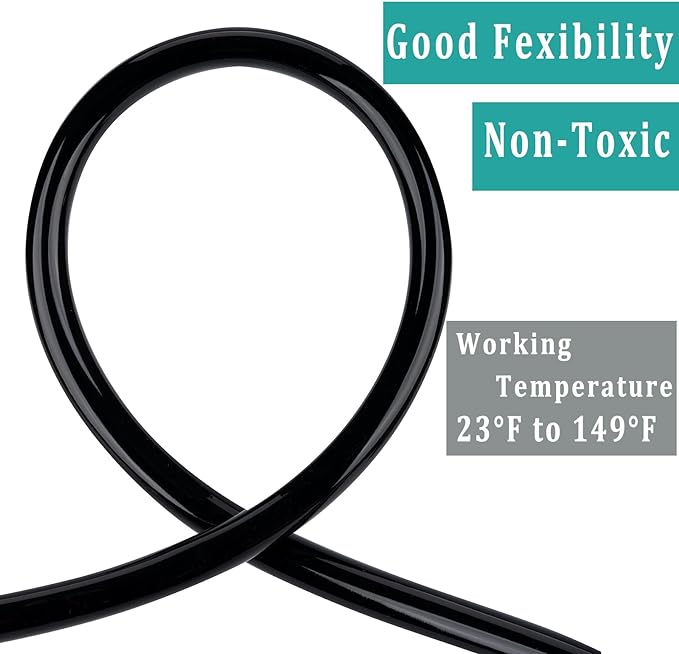 Black Vinyl Tubing 3/4” ID × 1” OD - 10 Feet PVC Flexible Plastic Tube Hybrid Hose, Transfer Water Air Oil for Pond Fountain Garden, Non-toxic and BPA free