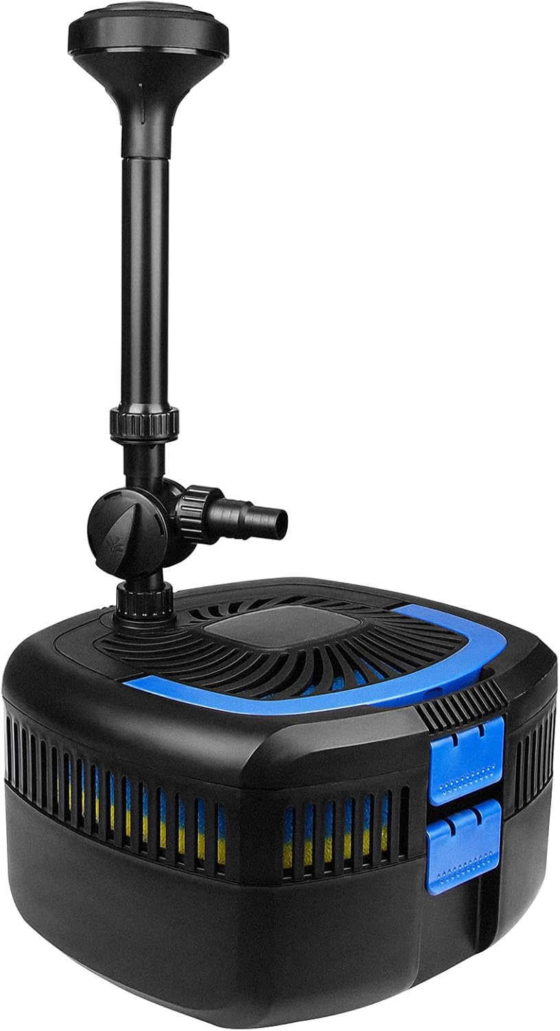 ANBULL Pond Filter Pump 950GPH, 110V/37W All-in-one Fountain Kit, Variable Frequency Water Pump with 13W UV-C, High Efficiency Filter Water Pump for Outdoor Ponds up to 1585 Gallons