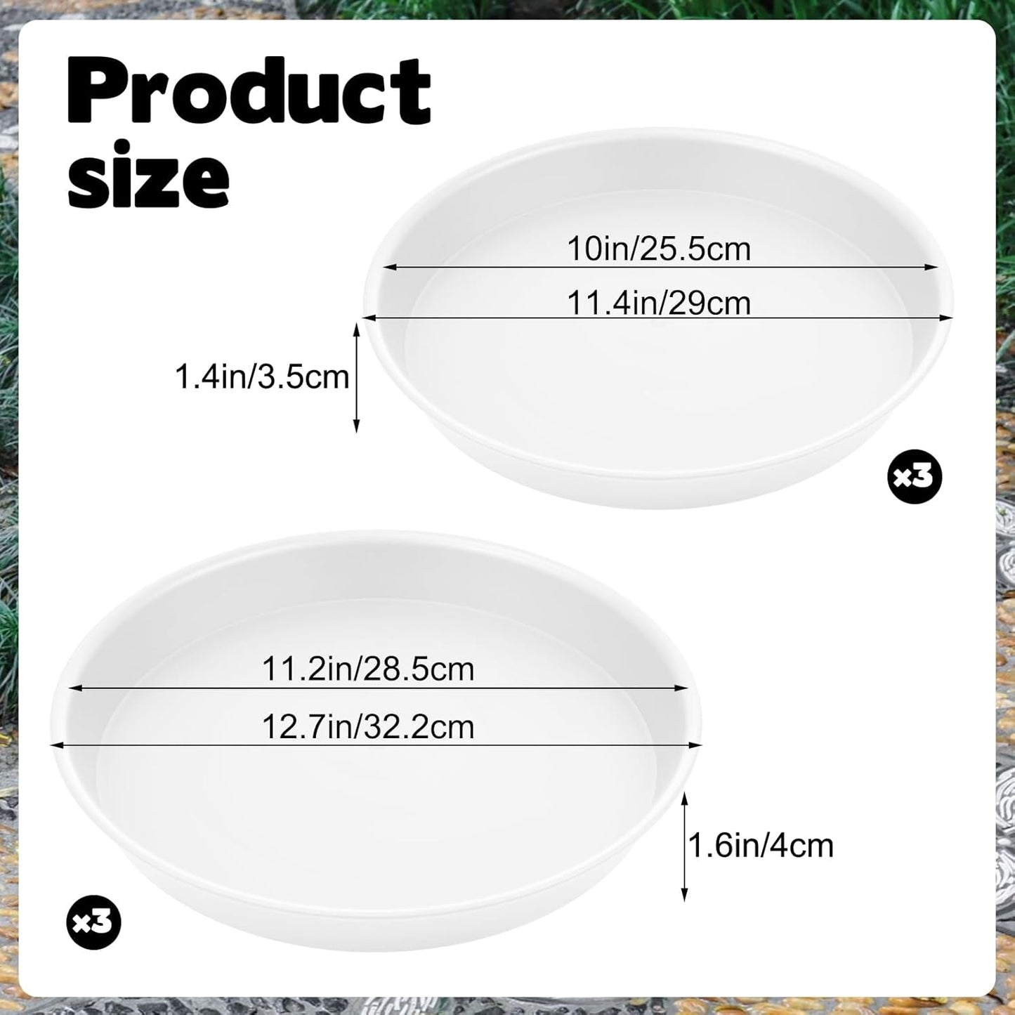 2 Size Round Stepping Stone Molds, 6 Pcs 10''/ 11.2'' Reusable Concrete Mold for Garden Stepping Stones Large Tray for Concrete and Stained Glass for Garden Walk Way White