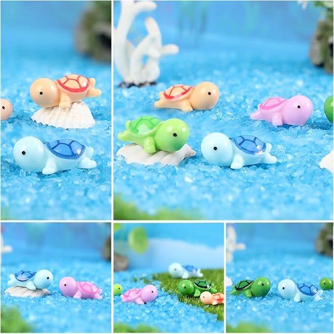 150 Pcs Miniature Sea Turtle Figurine Tiny Sea Turtles Mini Turtle Statue Animal Figure Sea Turtle for DIY Garden Decoration Fish Tank Cake Home Decor