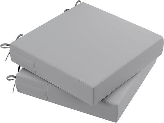 AAAAAcessories Outdoor Seat Cushions for Chairs, Waterproof, Fade-Resistant Patio Furniture Replacement Cushions, 21" x 21" x 4", Set of 2, Gray