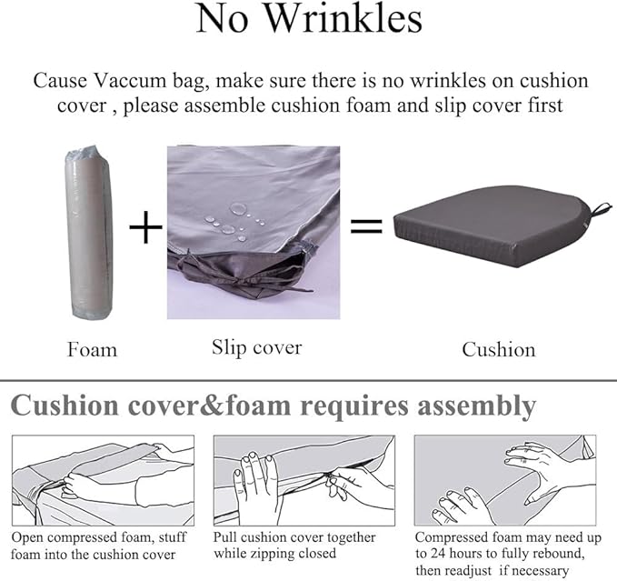 17 x 17 Inch Outdoor Seat Cushions for Patio Furniture with Non Slip and Ties Waterproof & UV Resistant Round Corner Outdoor Chair Cushions Replacement Set of 2, Khaki