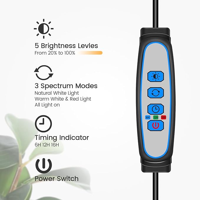 Garpsen Halo Grow Lights, Dual-Head Full Spectrum LED Plant Lights for Indoor Growing with Stand, 3 Color Modes Grow Lamp with Timer 6/12/16H, 5 Dimmable Levels, 168 LEDs and 67''Height Adjustable