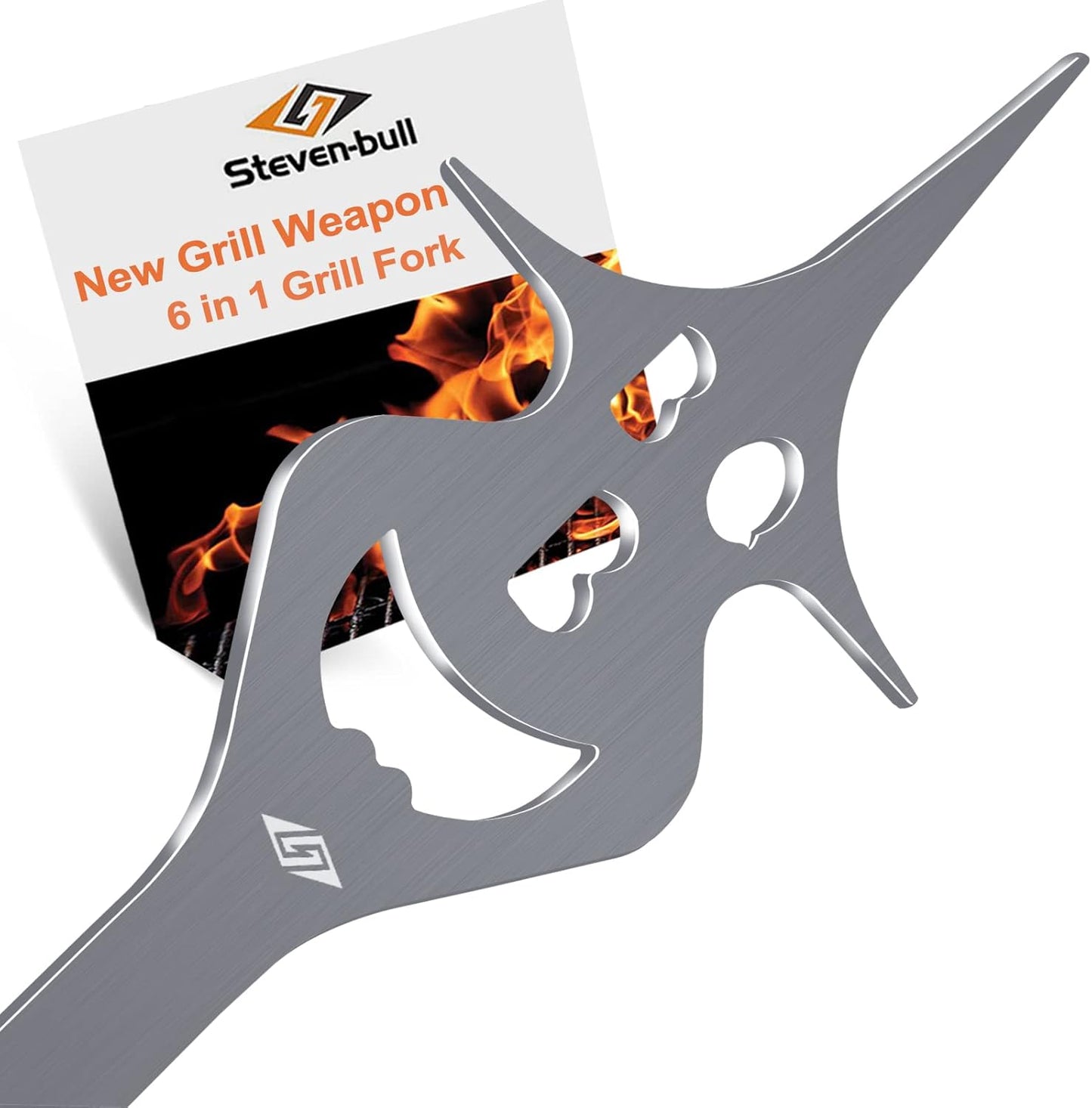 BBQ Grill Accessories for Gas Grill Charcoal Grill, 6 in 1 Grill Tools for Outdoor Barbecue Grill, 14 Inch Grill Utensils, Unique Gill Fork, Dad Gifts, Father's Day Gifts, Gifts for Men, Dad, Husband