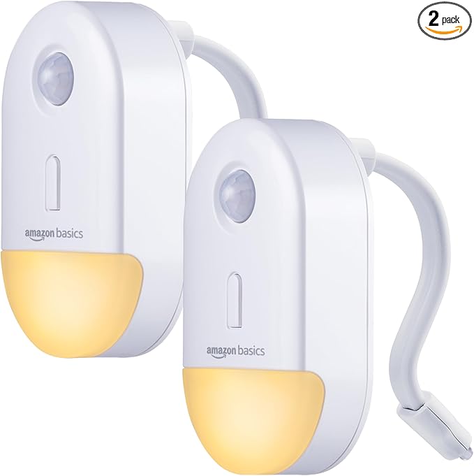 Amazon Basics Color Changing LED Toilet Bowl Motion Sensor Light, Battery Operated, 2 Pack, White