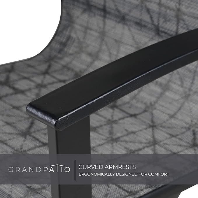 Grand patio Outdoor Swivel Dining Chairs 6-Piece Patio Dining Chair Set Mesh Sling Patio High Back Swivel Rockers, Black & Grey Plaid