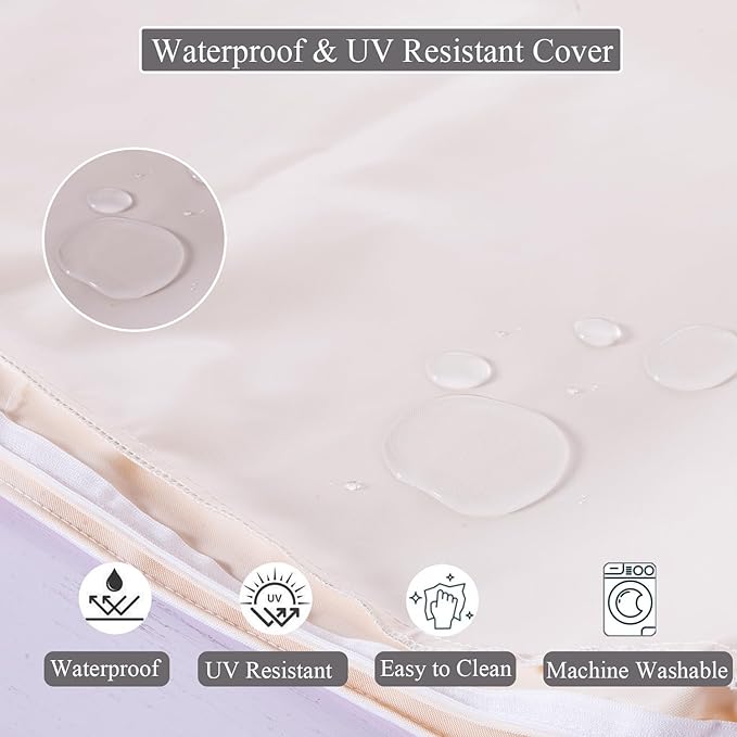 18.5 x 16 Inch Outdoor Chair Cushions for Patio Furniture, UV Resistant Non Slip Waterproof Replacement Patio Seat Cushion with Ties Set of 2, Beige